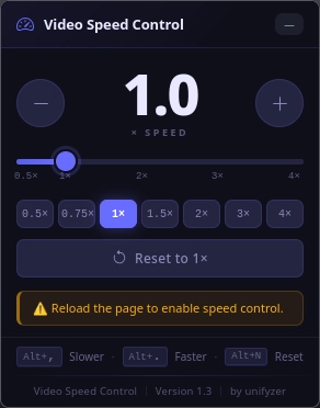 Video Speed Control – Screenshot 1