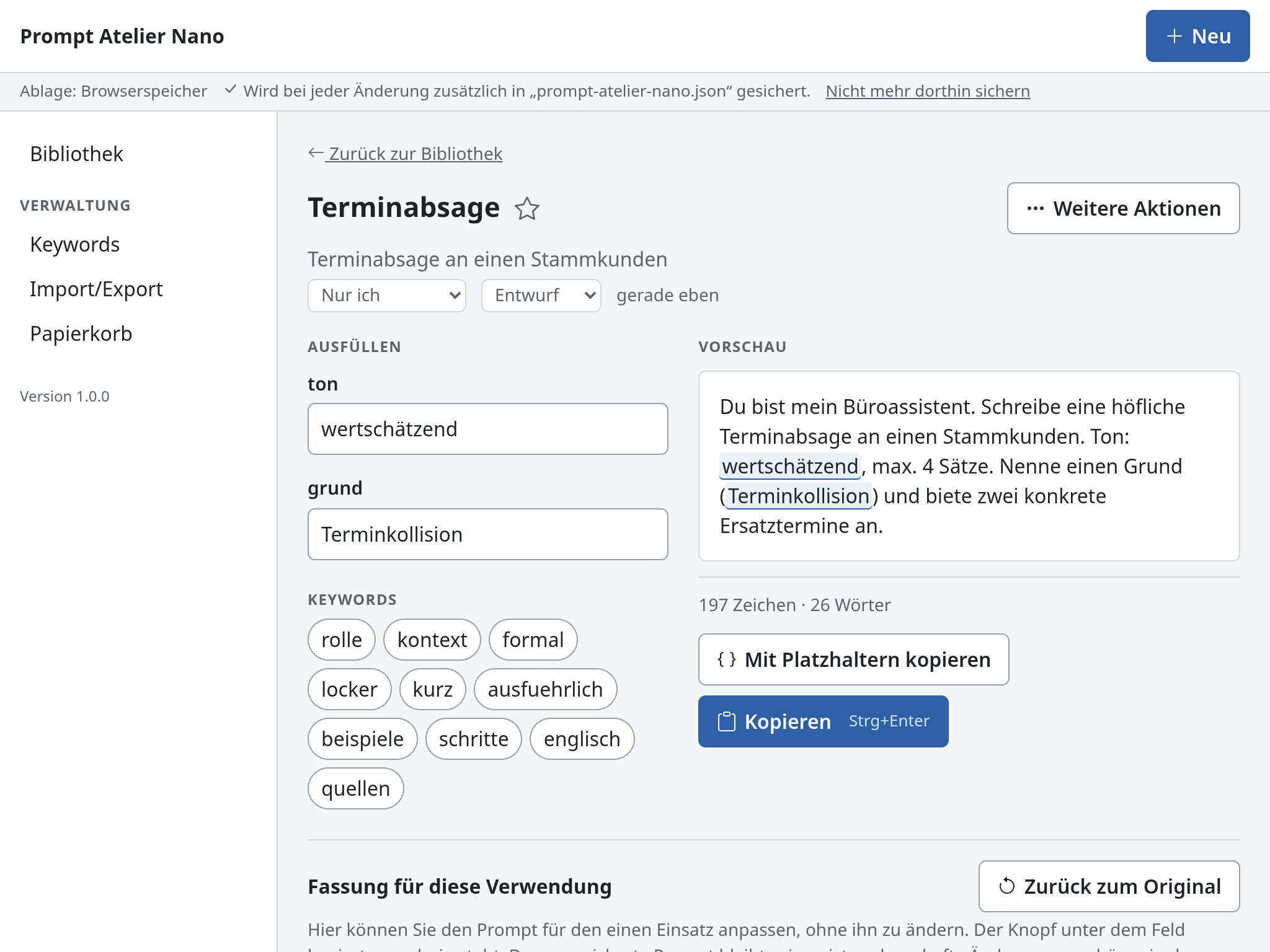 Prompt Atelier Nano – Screenshot 2