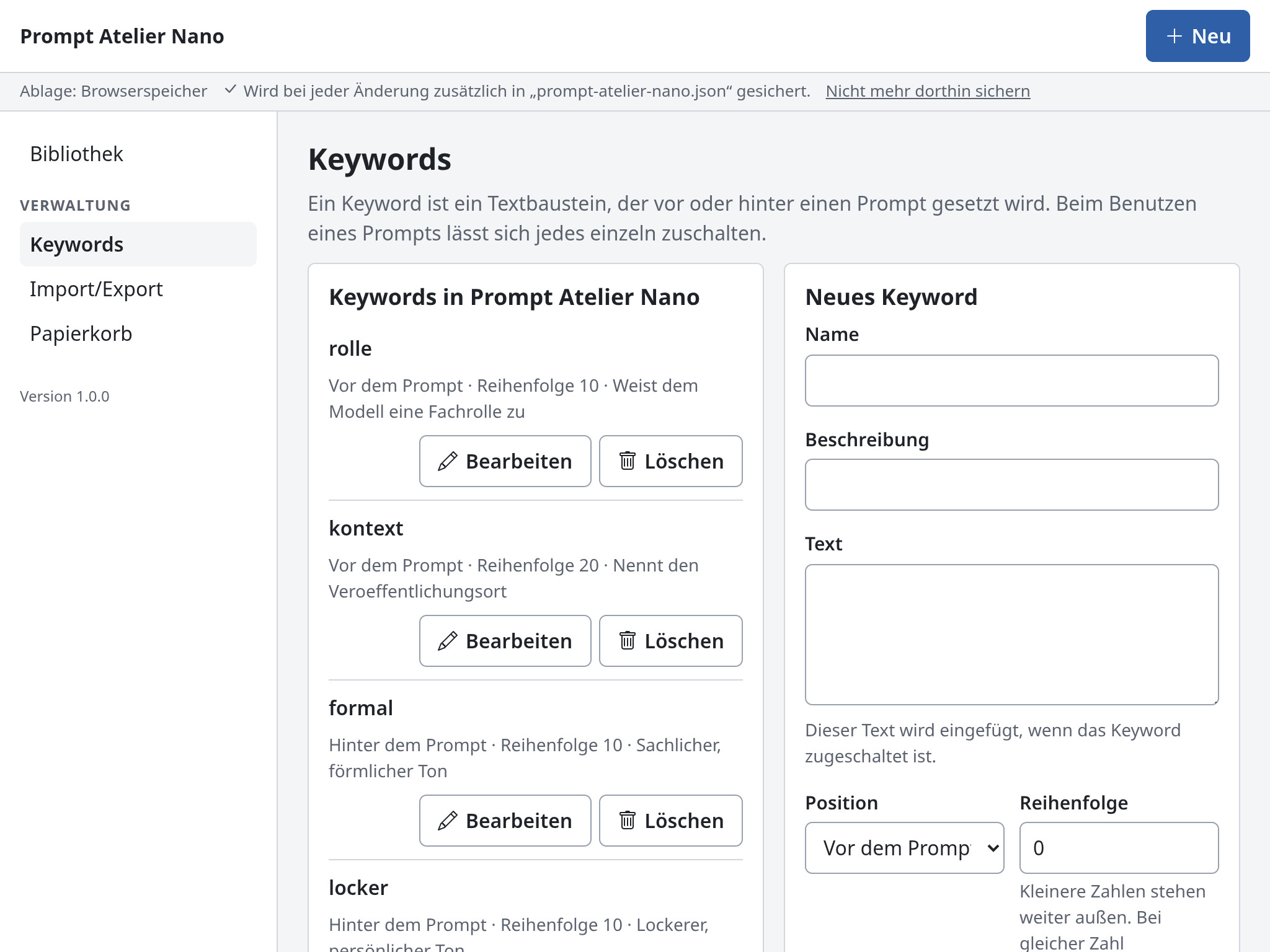 Prompt Atelier Nano – Screenshot 3