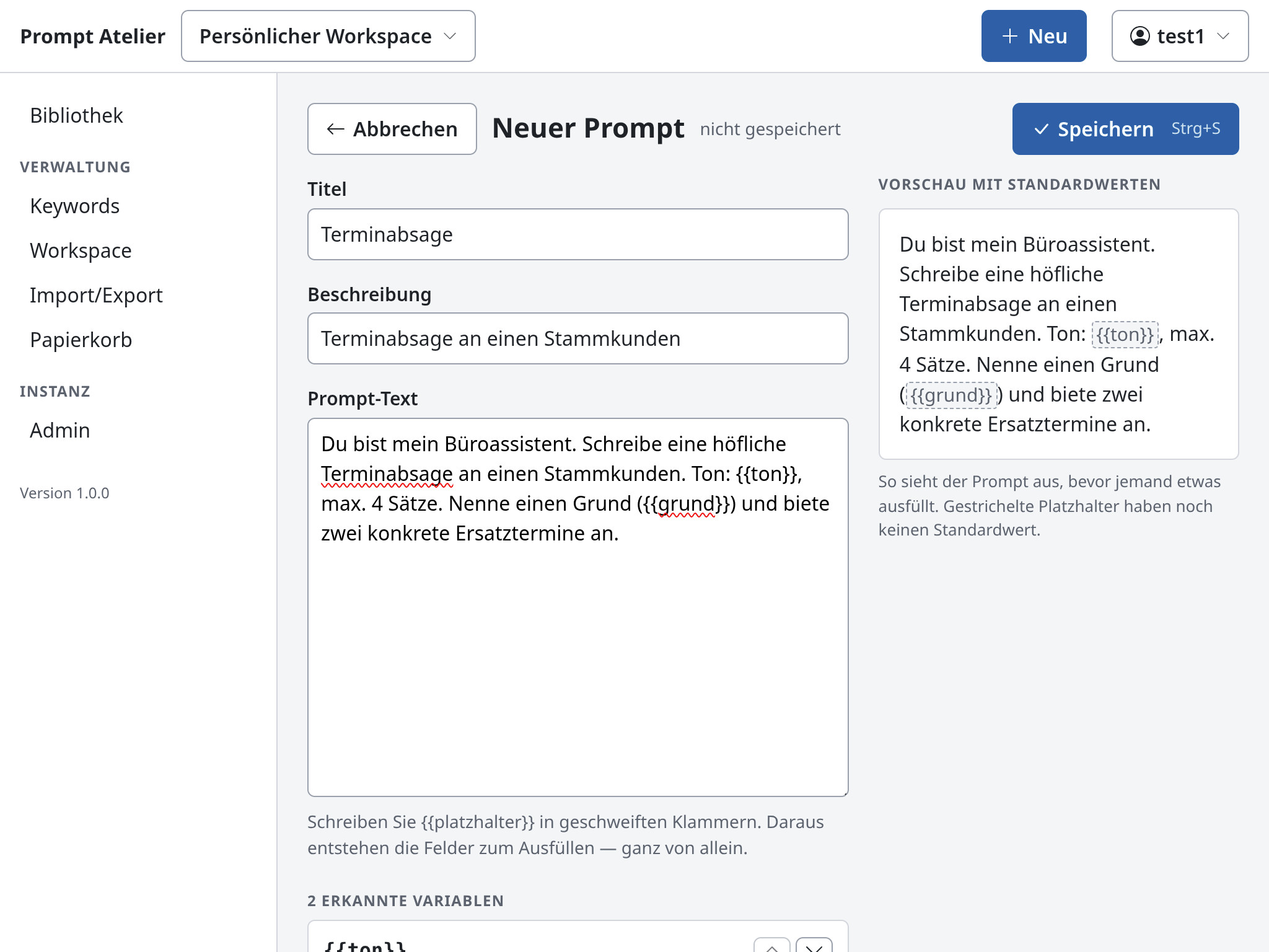 Prompt Atelier – Screenshot 3
